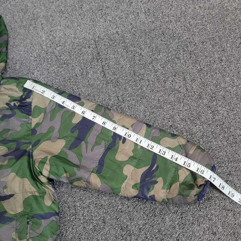 Hanna Andersson 110 Reversible Camo Puffer Jacket Kids Green Navy Down Hooded